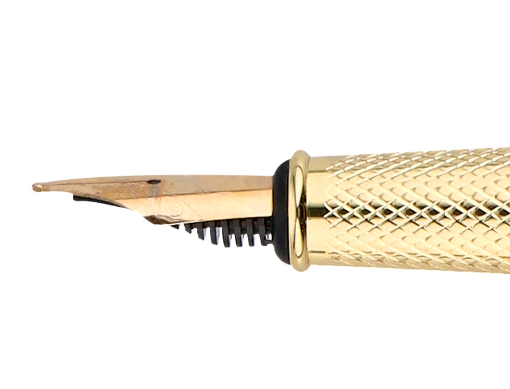 STYLO-PLUME BELIUS PASSION ALUMINIUM BROSSE ATTRIBUTS OR ENCRE BLEUE COLORIS NOIR DANS COFFRET CADEAU