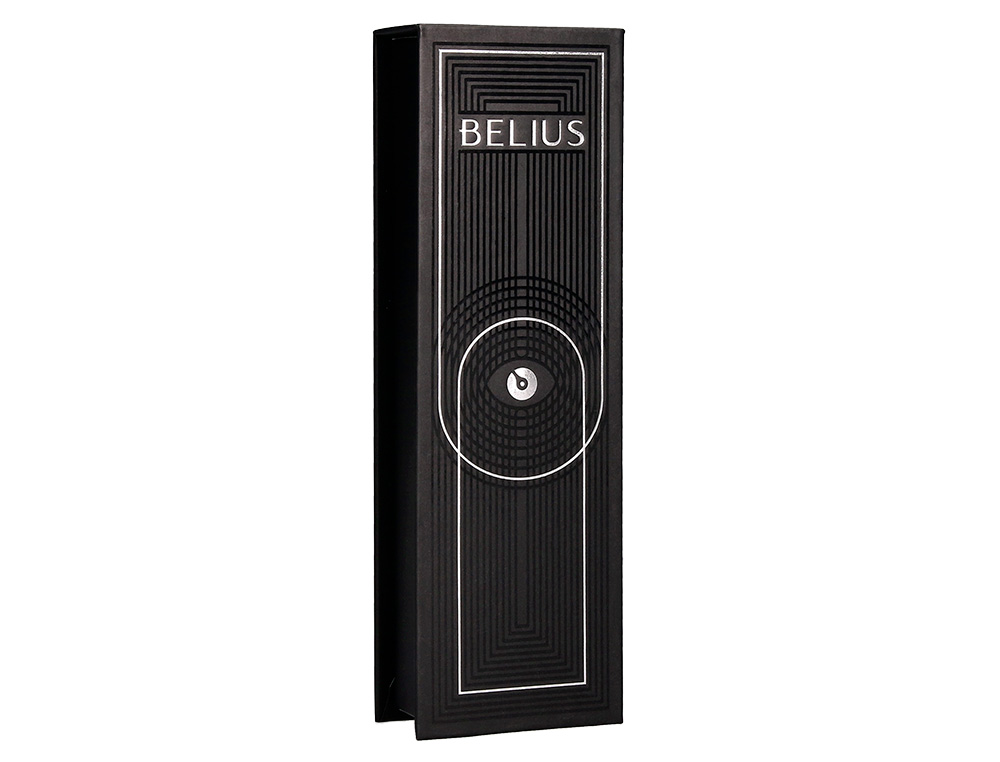 ROLLER BELIUS TURBO ALUMINIUM TEXTURE POINTILLEE ATTRIBUTS  ARGENT ENCRE BLEUE COLORIS    NOIR DANS COFFRET CADEAU