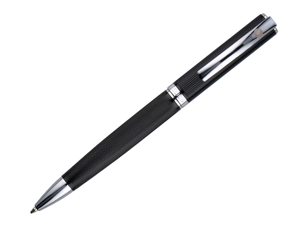 ROLLER BELIUS TURBO ALUMINIUM TEXTURE POINTILLEE ATTRIBUTS  ARGENT ENCRE BLEUE COLORIS    NOIR DANS COFFRET CADEAU