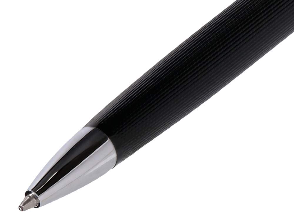 ROLLER BELIUS TURBO ALUMINIUM TEXTURE POINTILLEE ATTRIBUTS  ARGENT ENCRE BLEUE COLORIS    NOIR DANS COFFRET CADEAU