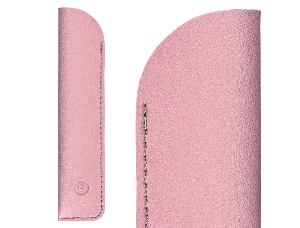 ROLLER ET ETUI EN SIMILI CUIR BELIUS SPACE B MONOCHROME SANS AGRAFE ENCRE BLEUE COLORIS ROSE DANS COFFRET CADEAU