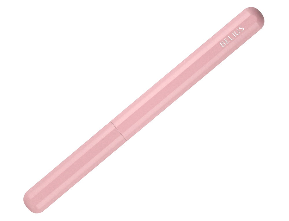 ROLLER ET ETUI EN SIMILI CUIR BELIUS SPACE B MONOCHROME SANS AGRAFE ENCRE BLEUE COLORIS ROSE DANS COFFRET CADEAU