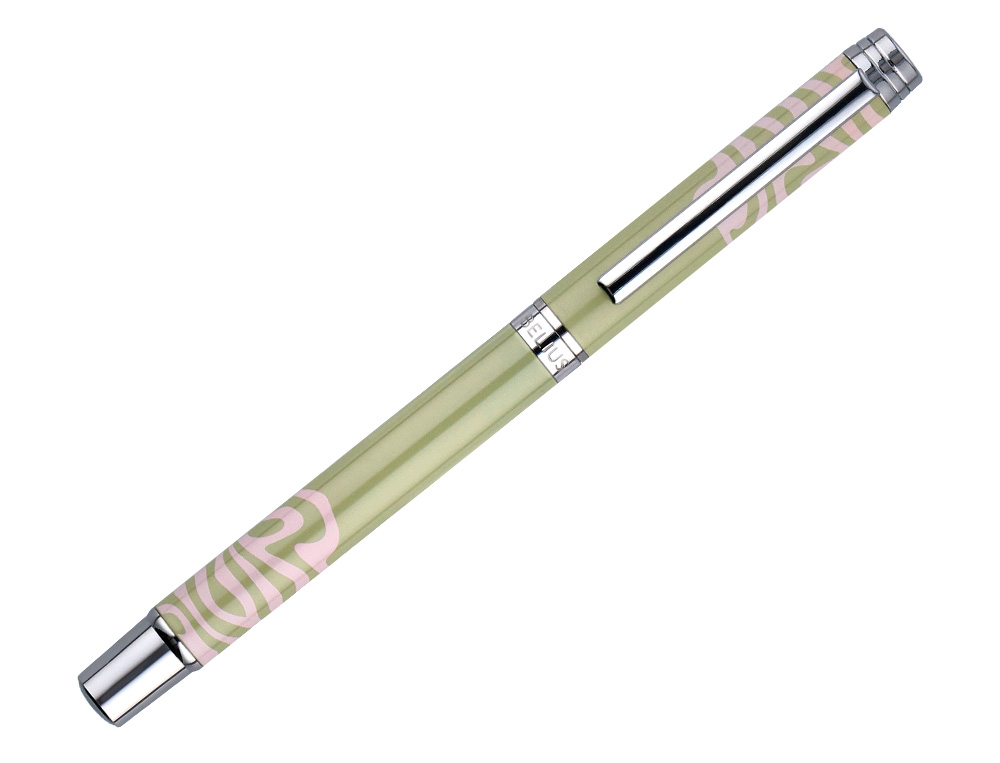 ROLLER BELIUS INK DREAMS ALUMINIUM ATTRIBUTS ARGENT ENCRE NOIRE COLORIS VERT MATCHA ONDULATIONS ROSE DANS COFFRET CADEAU