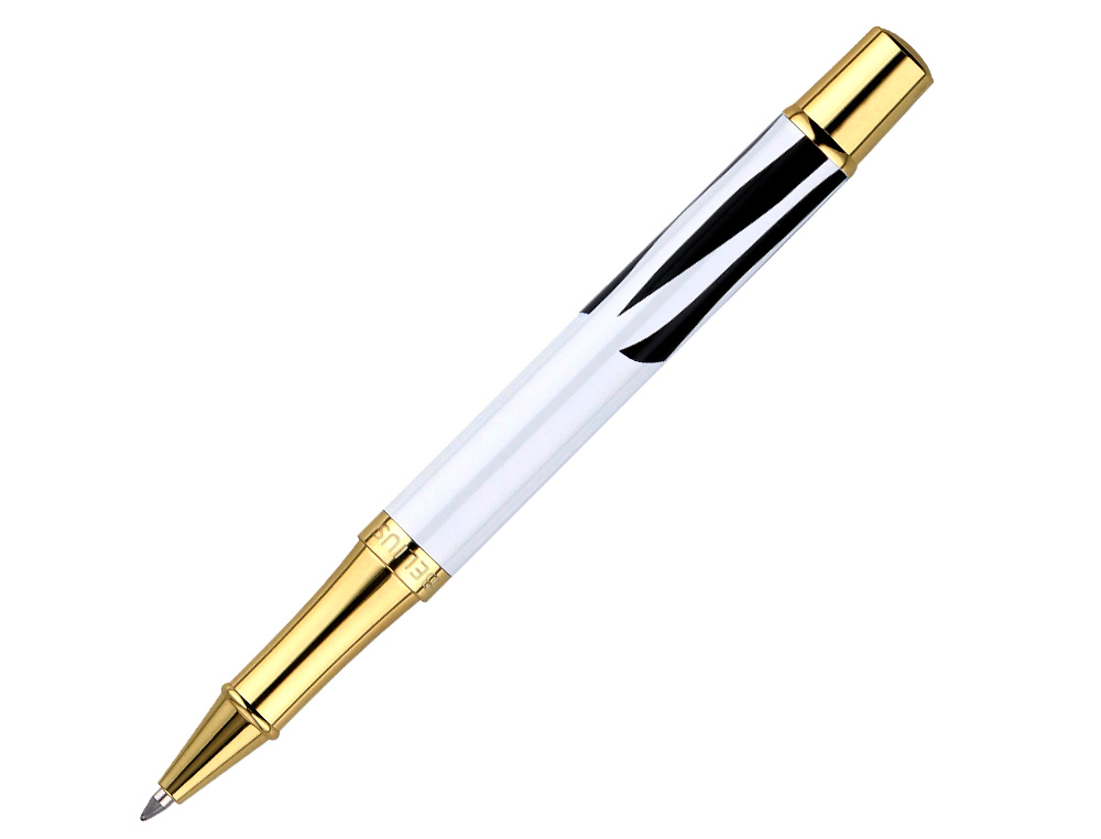 ROLLER BELIUS B&W ALUMINIUM ATTRIBUTS OR ENCRE NOIRE COLORIS NOIR ZEBRURES BLANCHES DANS COFFRET CADEAU