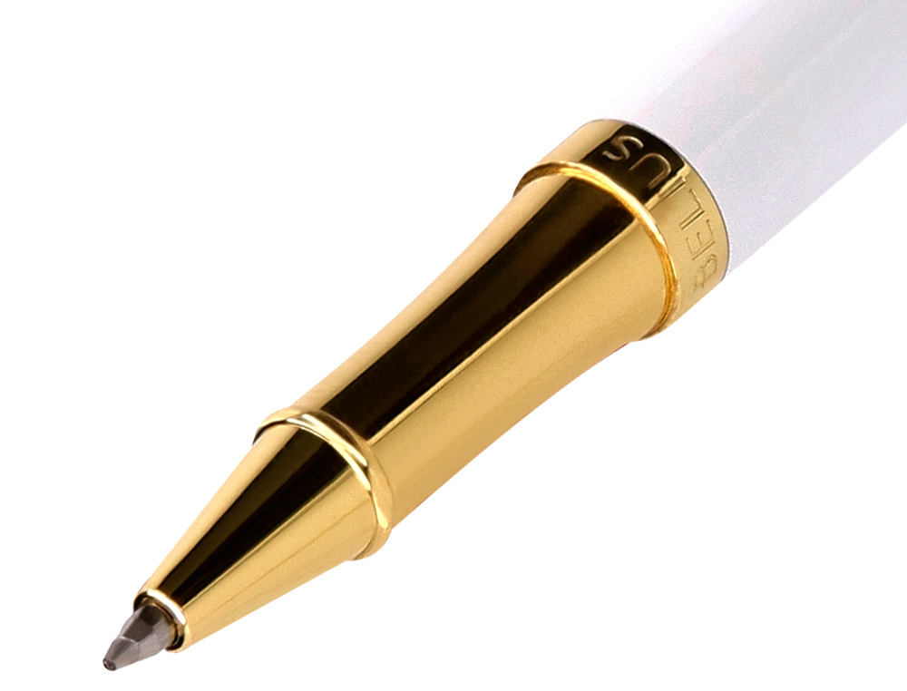 ROLLER BELIUS B&W ALUMINIUM ATTRIBUTS OR ENCRE NOIRE COLORIS NOIR ZEBRURES BLANCHES DANS COFFRET CADEAU
