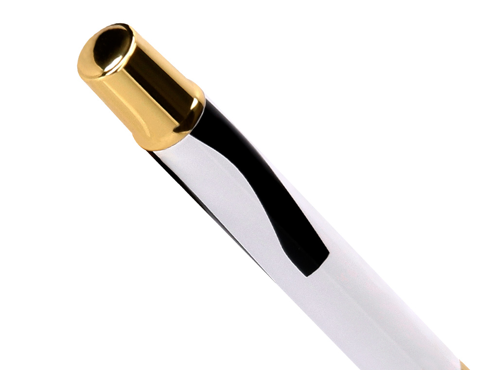 ROLLER BELIUS B&W ALUMINIUM ATTRIBUTS OR ENCRE NOIRE COLORIS NOIR ZEBRURES BLANCHES DANS COFFRET CADEAU