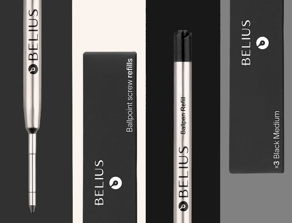 RECHARGE STYLO-BILLE BELIUS POINTE 0,8MM ENCRE COLORIS NOIRE BOITE 3 UNITES