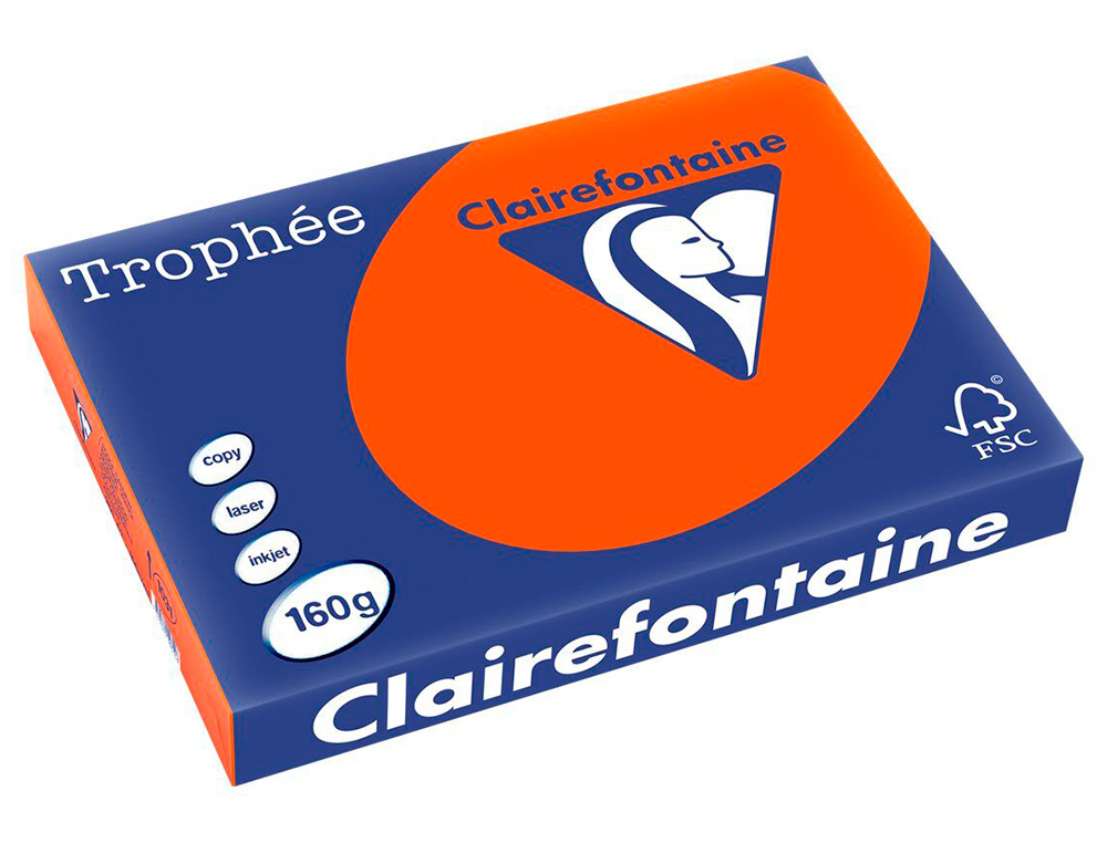 PAPIER CLAIREFONTAINE MULTIFONCTION LASER COULEUR TROPHE A3 160G/M2 ROUGE PARFAITE OPACITE PAQUET 250