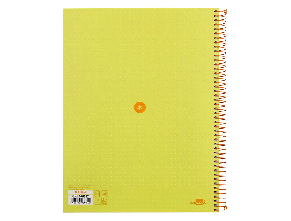 CAHIER SPIRALE ANTARTIK A4 80P 90G COUVERTURE CARTONEE REGLURE DOT 4 TROUS COLORIS JAUNE
