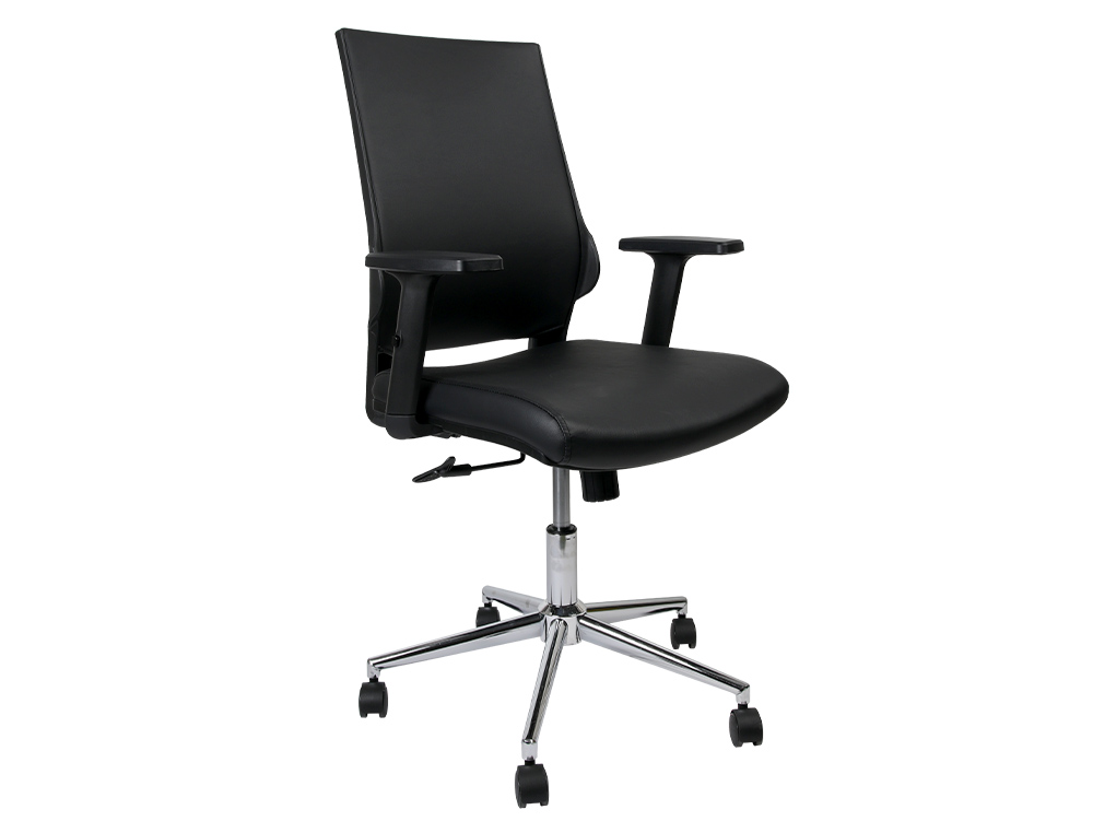 SIEGE ROTATIF Q-CONNECT ASSISE SIMILI CUIR AJUSTABLE EN HAUTEUR 980+100X630X625MM COLORIS NOIR