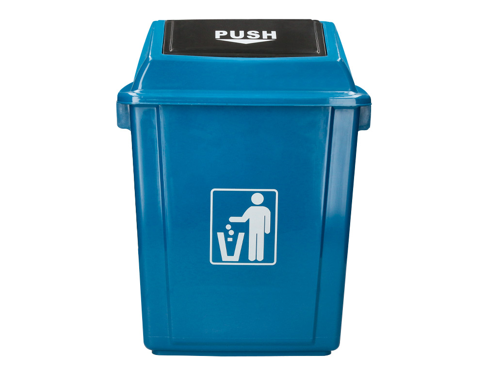 POUBELLE Q-CONNECT PLASTIQUE COUVERCLE BASCULANT OUVERTURE FACILE 2 POIGNEES 20L 340X240X450MM COLORIS BLEU