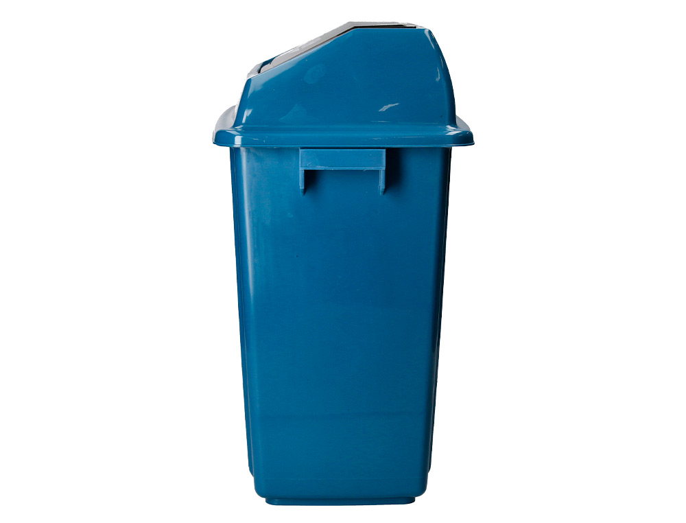 POUBELLE Q-CONNECT PLASTIQUE COUVERCLE BASCULANT OUVERTURE FACILE 2 POIGNEES 20L 340X240X450MM COLORIS BLEU