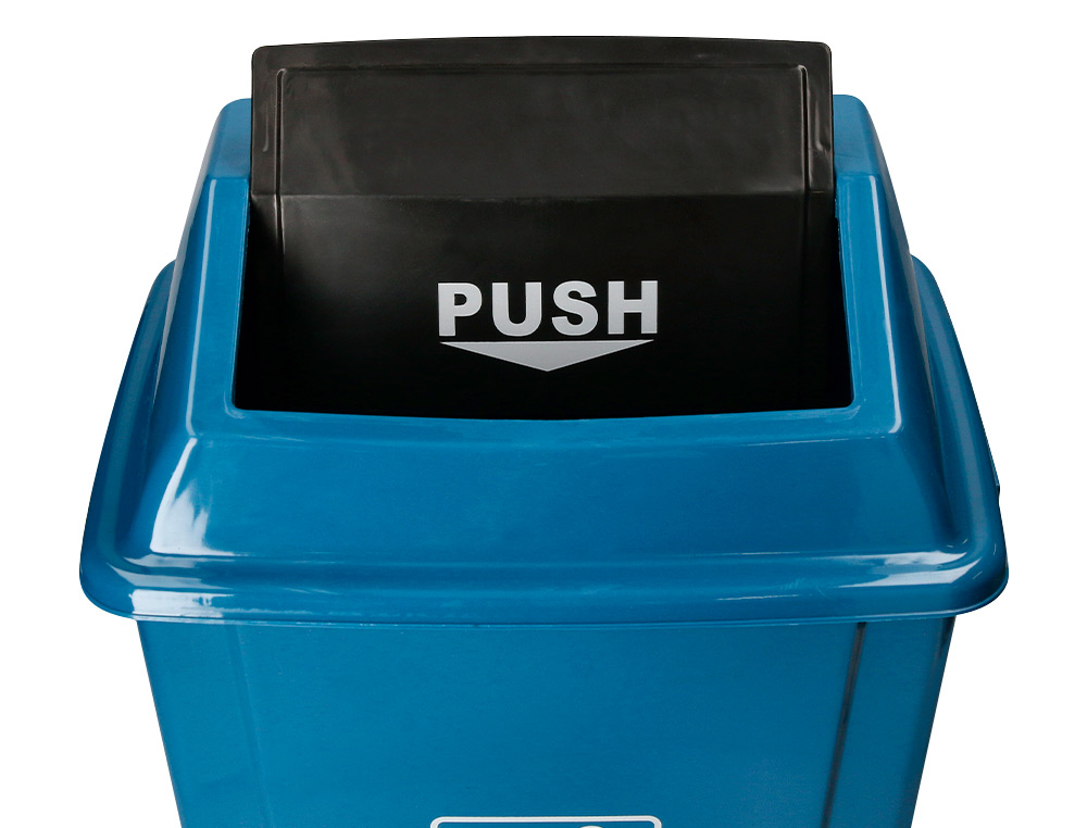 POUBELLE Q-CONNECT PLASTIQUE COUVERCLE BASCULANT OUVERTURE FACILE 2 POIGNEES 20L 340X240X450MM COLORIS BLEU