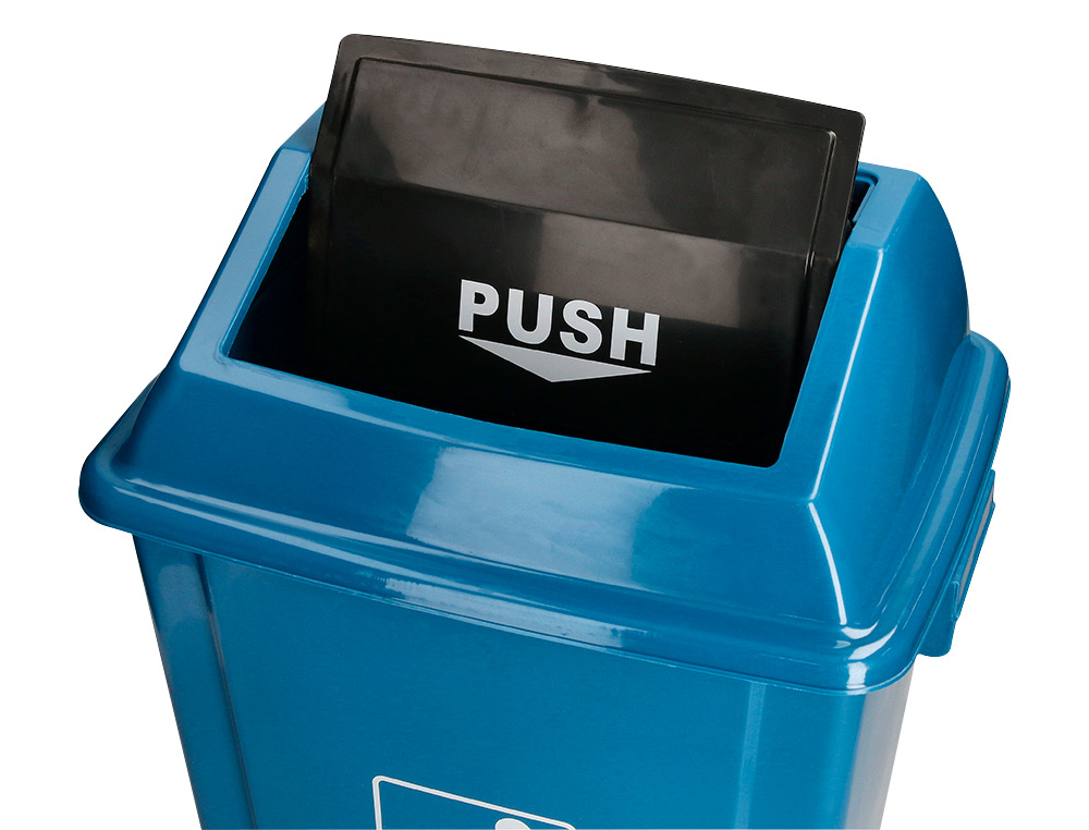 POUBELLE Q-CONNECT PLASTIQUE COUVERCLE BASCULANT OUVERTURE FACILE 2 POIGNEES 20L 340X240X450MM COLORIS BLEU