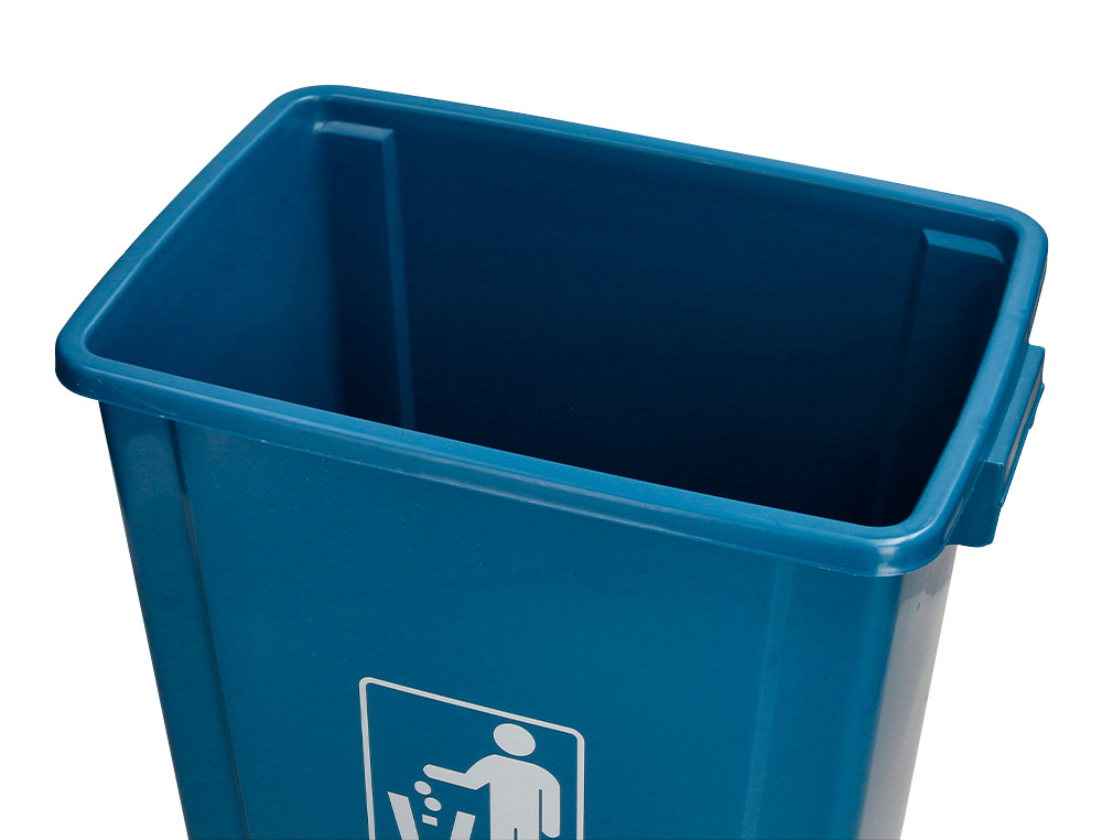 POUBELLE Q-CONNECT PLASTIQUE COUVERCLE BASCULANT OUVERTURE FACILE 2 POIGNEES 20L 340X240X450MM COLORIS BLEU