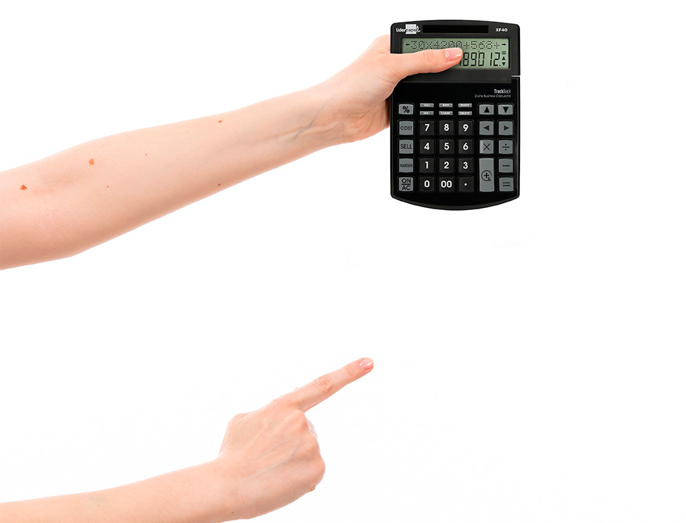 CALCULATRICE DE BUREAU LIDERPAPEL XF40 12 CHIFFRES   DOUBLE LIGNE SOLAIRE ET PILES 175X120X30MM COLORIS NOIR