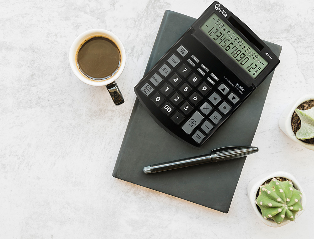 CALCULATRICE DE BUREAU LIDERPAPEL XF40 12 CHIFFRES DOUBLE LIGNE SOLAIRE ET PILES 175X120X30MM COLORIS NOIR