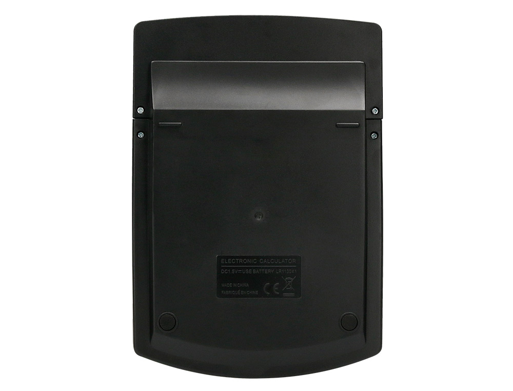CALCULATRICE DE BUREAU LIDERPAPEL XF40 12 CHIFFRES   DOUBLE LIGNE SOLAIRE ET PILES 175X120X30MM COLORIS NOIR
