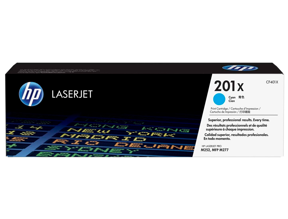 TONER LASER HP N.201X LASERJET PRO MFP M277/M274/M252 COULEUR CYAN 2300P