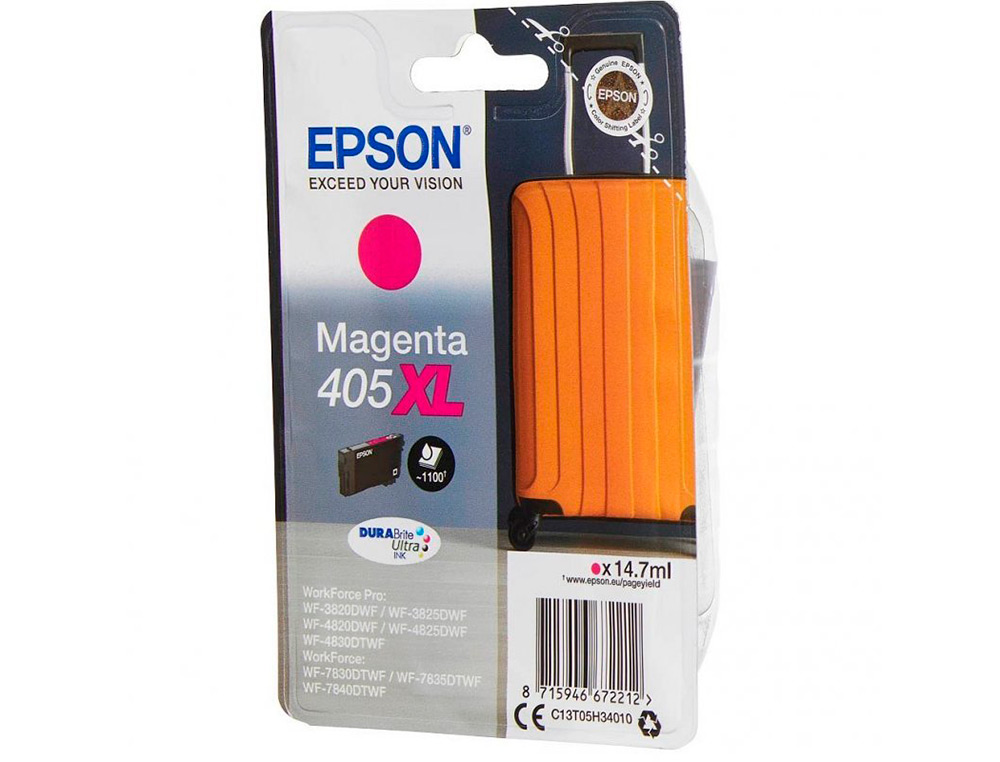 CARTOUCHE EPSON JET D'ENCRE 405 XL VALISE COULEUR MAGENTA 14,7ML