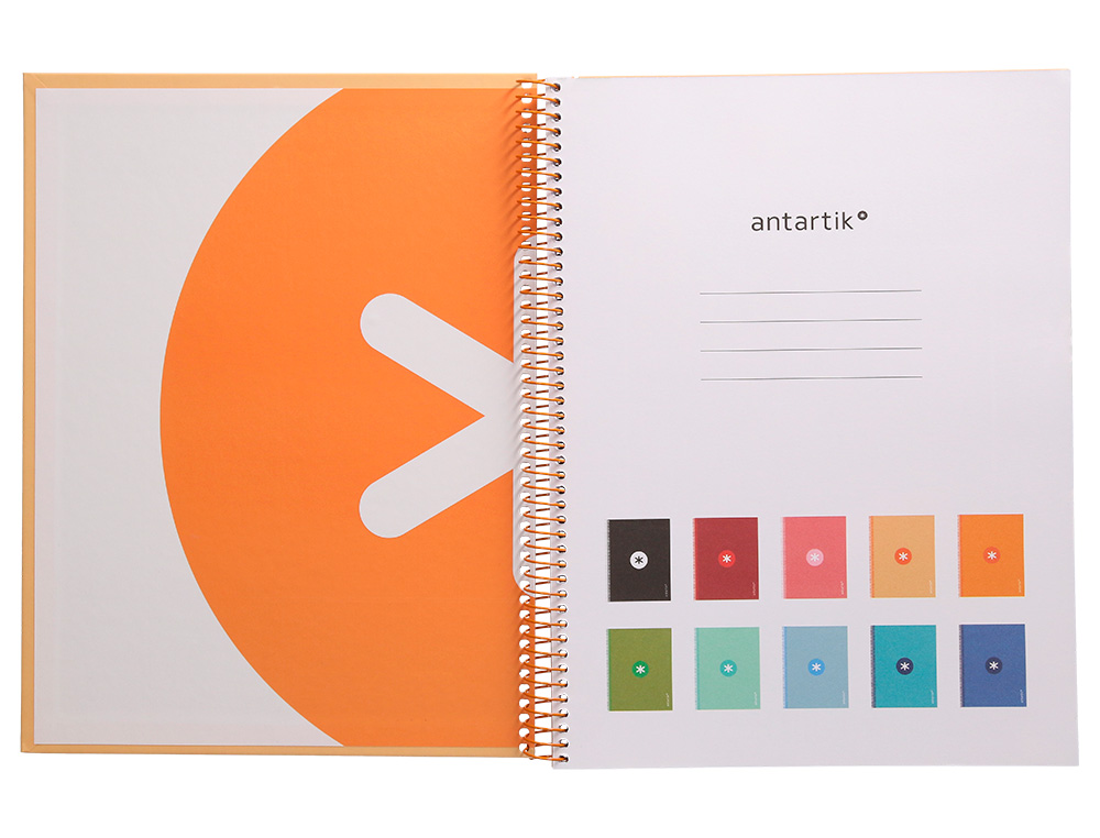CAHIER SPIRALE ANTARTIK A4 160P 90G COUVERTURE REMBORDEE 5X5MM 4 TROUS 1 BANDE COLORIS JAUNE