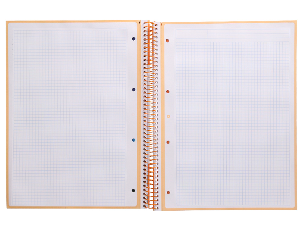 CAHIER SPIRALE ANTARTIK A4 160P 90G COUVERTURE REMBORDEE 5X5MM 4 TROUS 1 BANDE COLORIS JAUNE