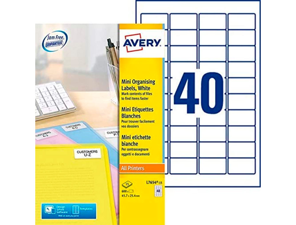 ETIQUETTE AUTOCOLLANTE AVERY ADRESSE RECYCLEE LASER BLANC  45,7 X 25,4MM BOITE DE 4000