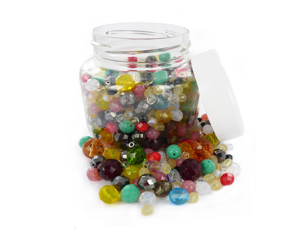 PERLE EN VERRE LAQUEE COLORIS DIMENSIONS ASSORTIS BOCAL DE  300G