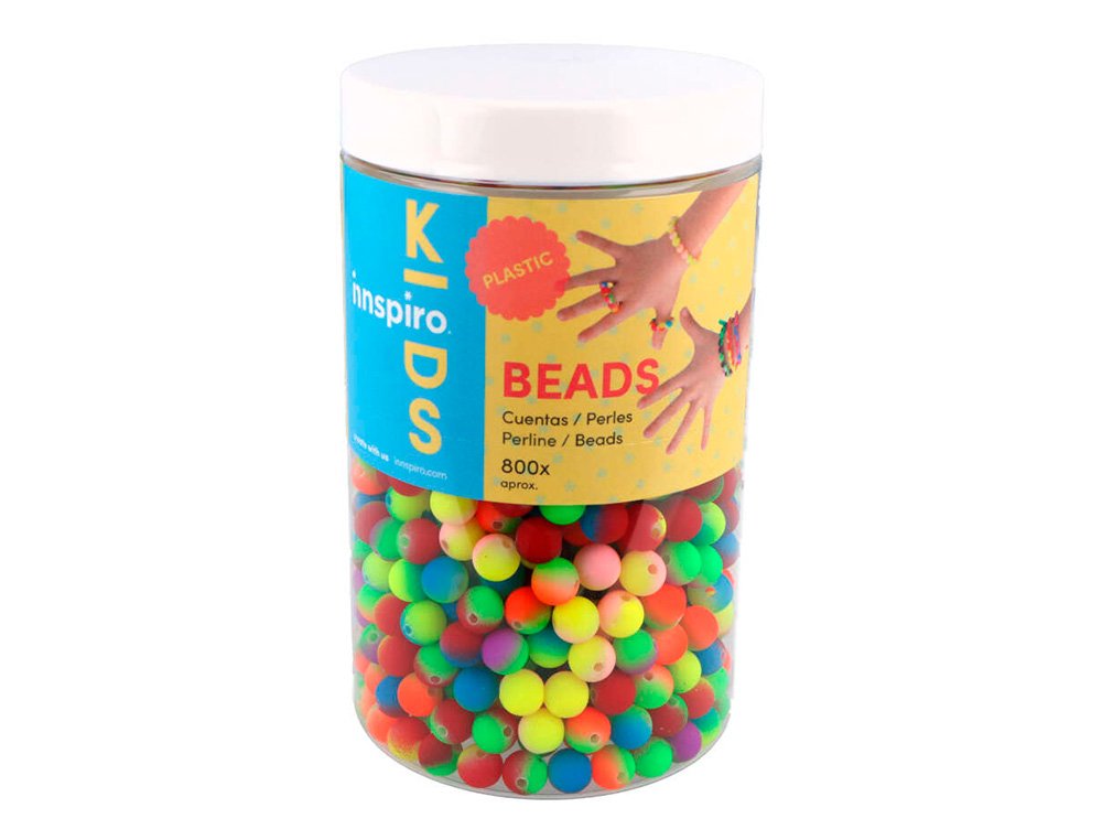 PERLE EN PLASTIQUE RONDES MULTICOLORE FLUOR             DIAMETRE 8MM BOCAL DE 800 UN