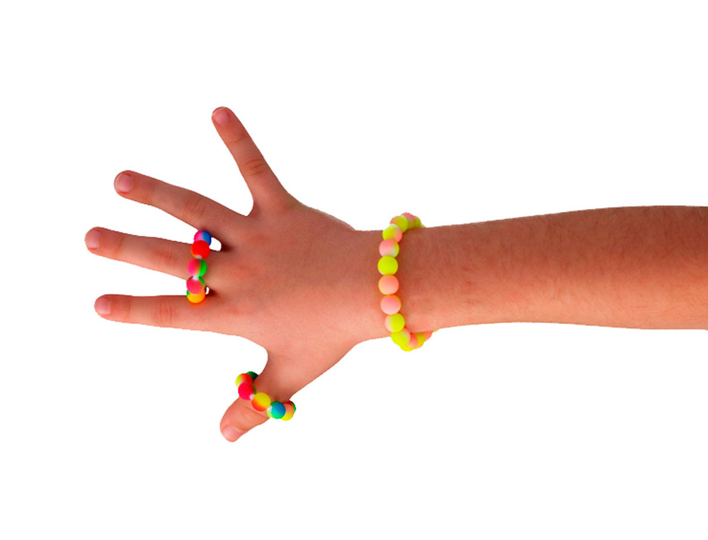 PERLE EN PLASTIQUE RONDES MULTICOLORE FLUOR             DIAMETRE 8MM BOCAL DE 800 UN