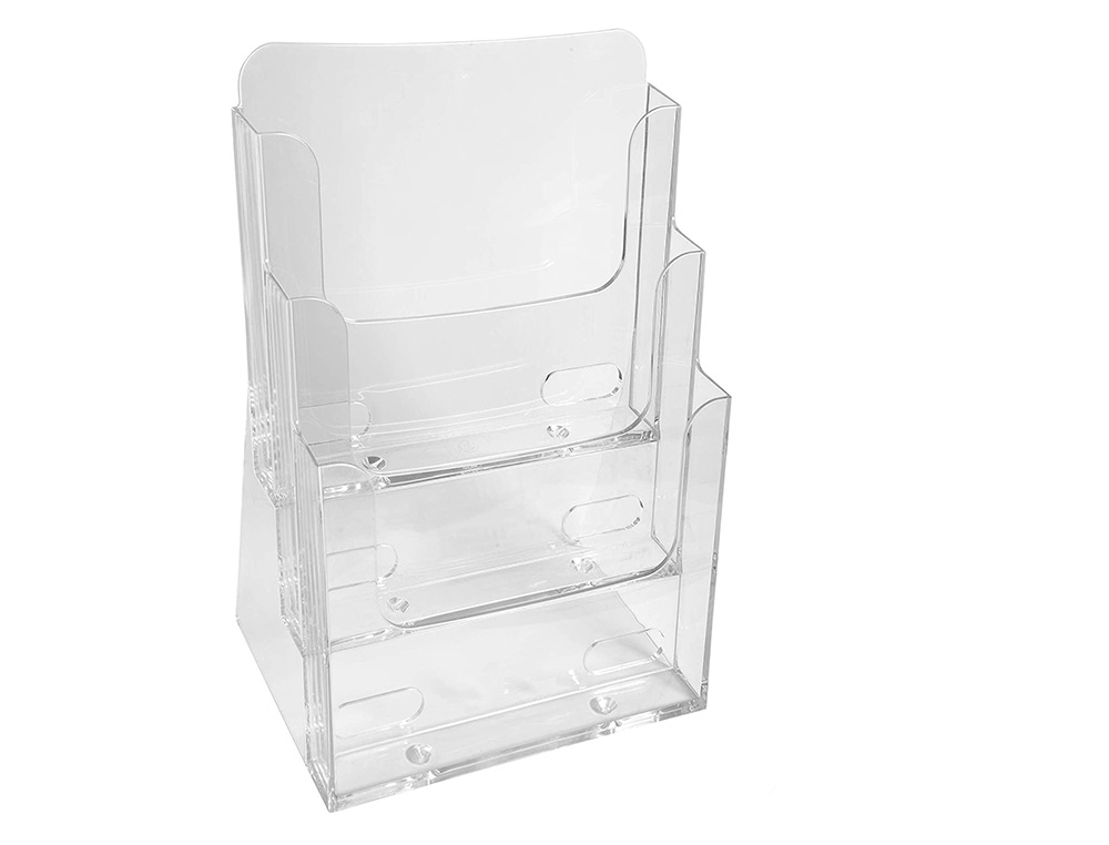 DISTRIBUTEUR EXACOMPTA POLYSTYRENE FORMAT A4 VEERTICAL 3 COMPARTIMENTS TRANSPARENT
