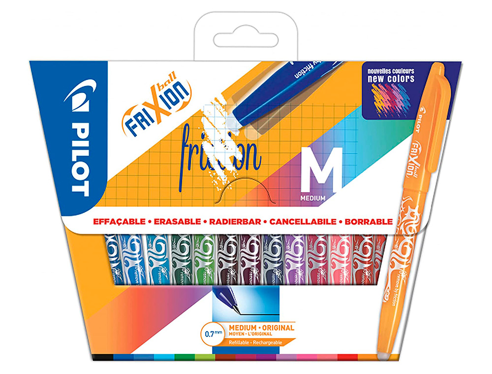 ROLLERS PILOT FRIXION BALL EFFACABLE ENCRE THERMOSENS    RECHARGEABLE POINTE MOYENNE   ASSORTIES POCHETTE DE 15
