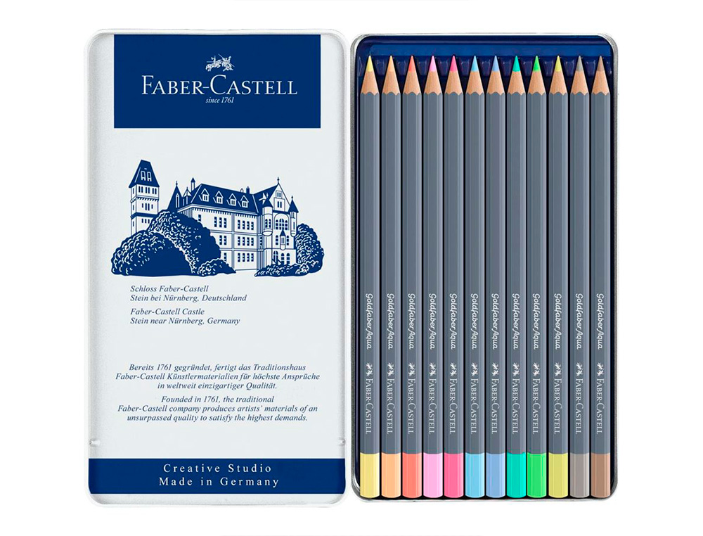 CRAYON  DE COULEUR GOLD FABER AQUA PASTEL BOITE DE 12