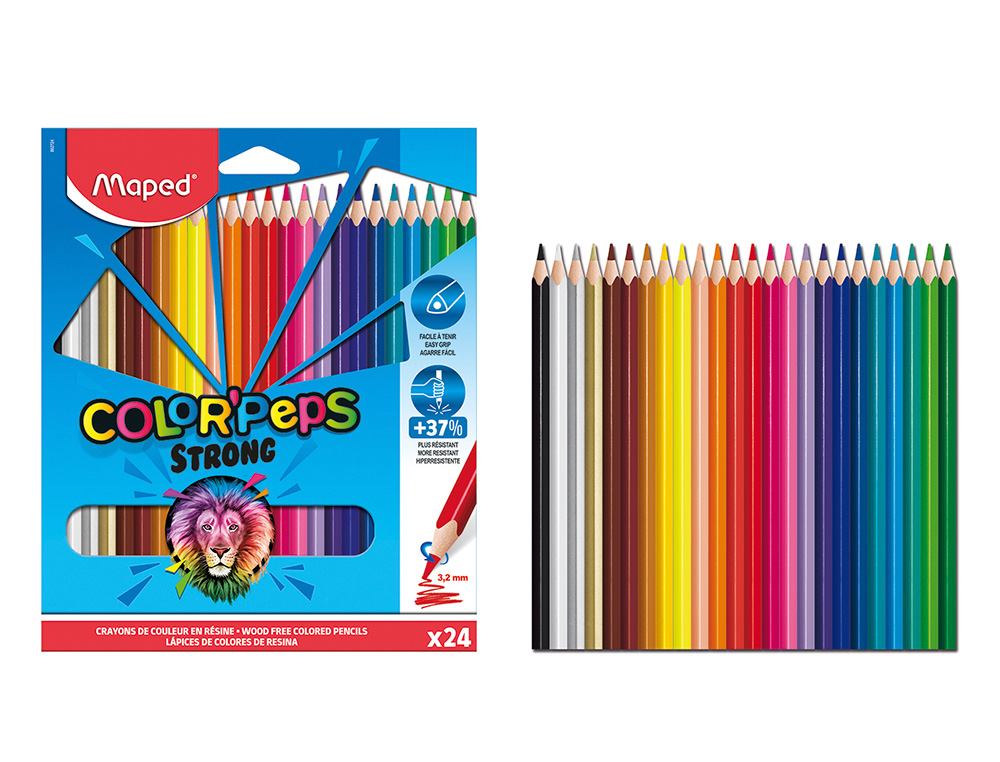 24 CRAYONS DE COULEURS COLOR'PEPS STRONG GREEN ULTRA-R SISTANTS