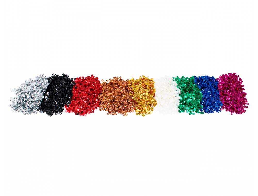SEQUINS SODERTEX COLORE 180 GR - 6 MM - 9 X 20 GR - 3000 PCS - 9 COLORIS
