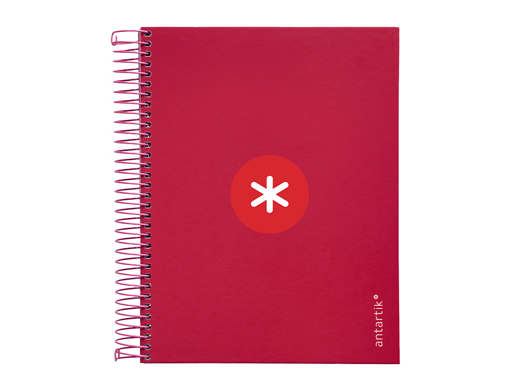 CAHIER SPIRALE ANTARTIK A5 14,8X21CM 240P 90G/M2 5X5MM 6 TROUS COIL-LOCK COLORIS       FRAMBOISE
