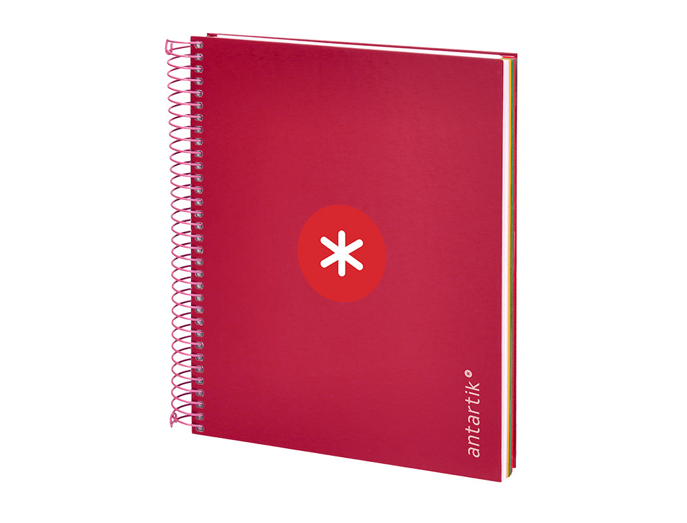 CAHIER SPIRALE ANTARTIK A5 14,8X21CM 240P 90G/M2 5X5MM 6 TROUS COIL-LOCK COLORIS       FRAMBOISE