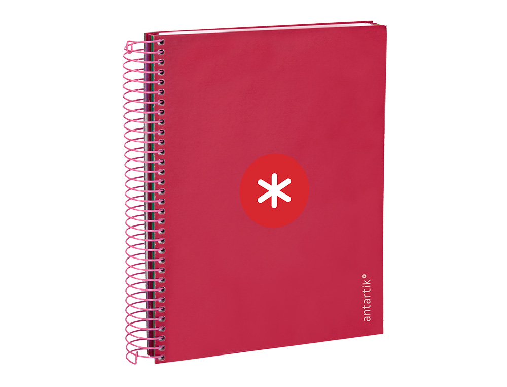 CAHIER SPIRALE ANTARTIK A5 14,8X21CM 240P 90G/M2 5X5MM 6 TROUS COIL-LOCK COLORIS       FRAMBOISE
