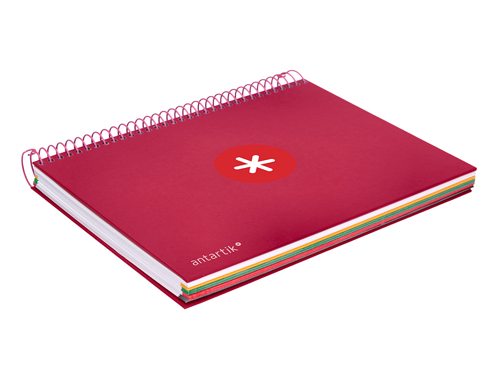 CAHIER SPIRALE ANTARTIK A5 14,8X21CM 240P 90G/M2 5X5MM 6 TROUS COIL-LOCK COLORIS       FRAMBOISE
