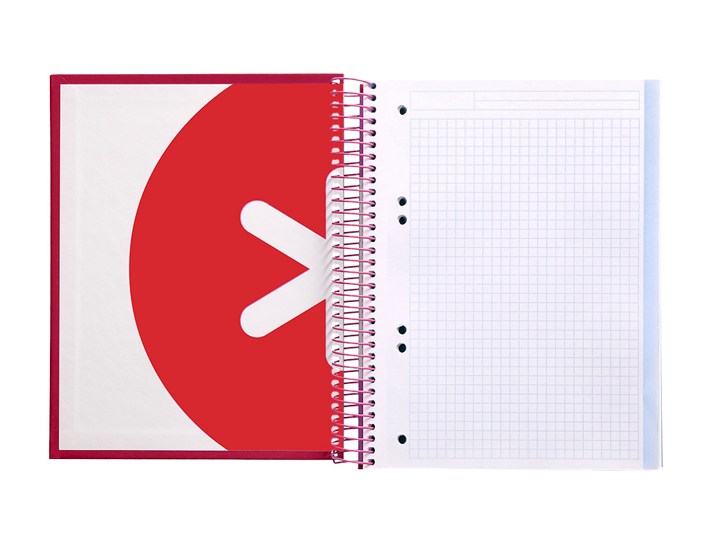 CAHIER SPIRALE ANTARTIK A5 14,8X21CM 240P 90G/M2 5X5MM 6 TROUS COIL-LOCK COLORIS       FRAMBOISE