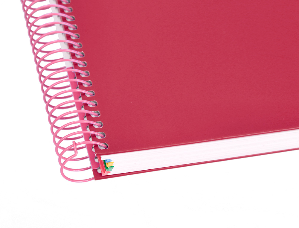 CAHIER SPIRALE ANTARTIK A5 14,8X21CM 240P 90G/M2 5X5MM 6 TROUS COIL-LOCK COLORIS       FRAMBOISE