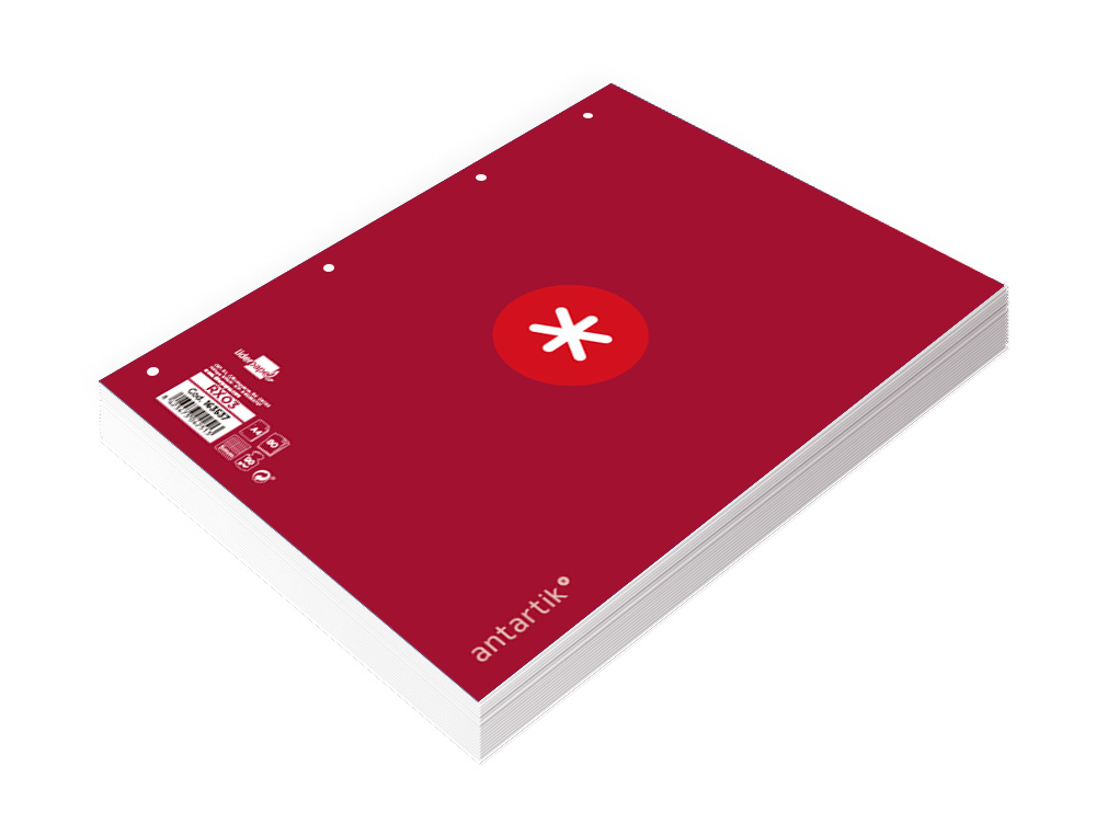 FEUILLET MOBILE ANTARTIK A4 80FEUILLES 90G QUADRILLAGE 5MM  4 TROUS BORD COLORIS FRAMBOISE