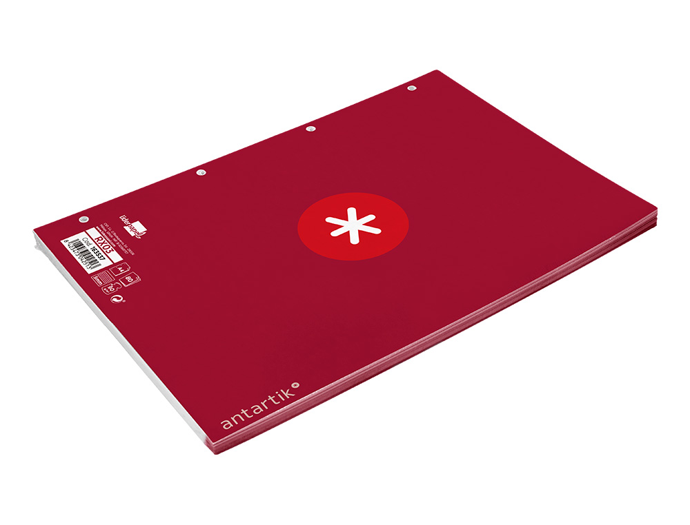 FEUILLET MOBILE ANTARTIK A4 80FEUILLES 90G QUADRILLAGE 5MM  4 TROUS BORD COLORIS FRAMBOISE