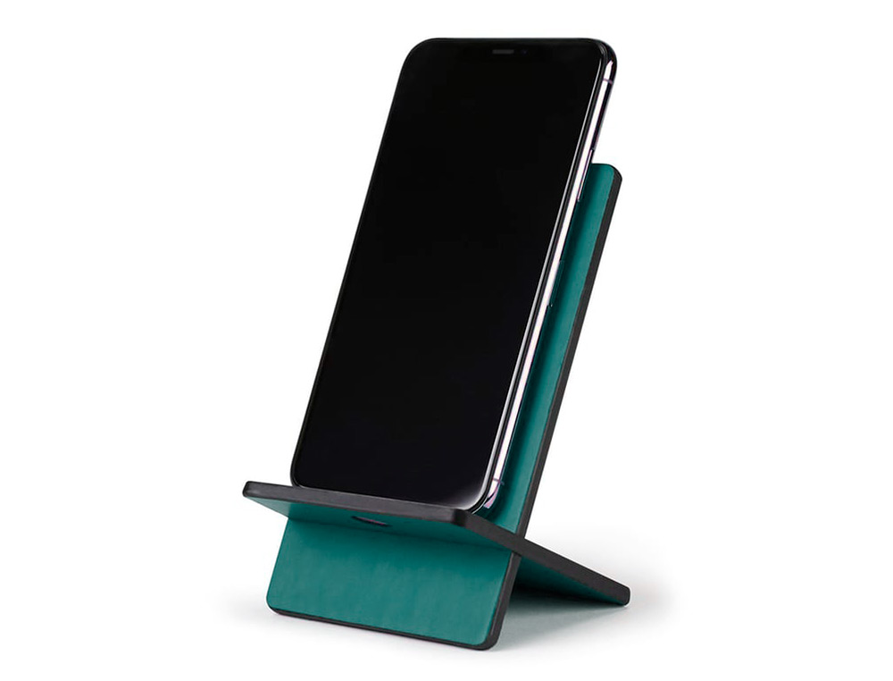 SUPPORT RHODIARAMA POUR T L PHONE MOBILE EN SIMIL     CUIR PAON 8X8X13,5CM
