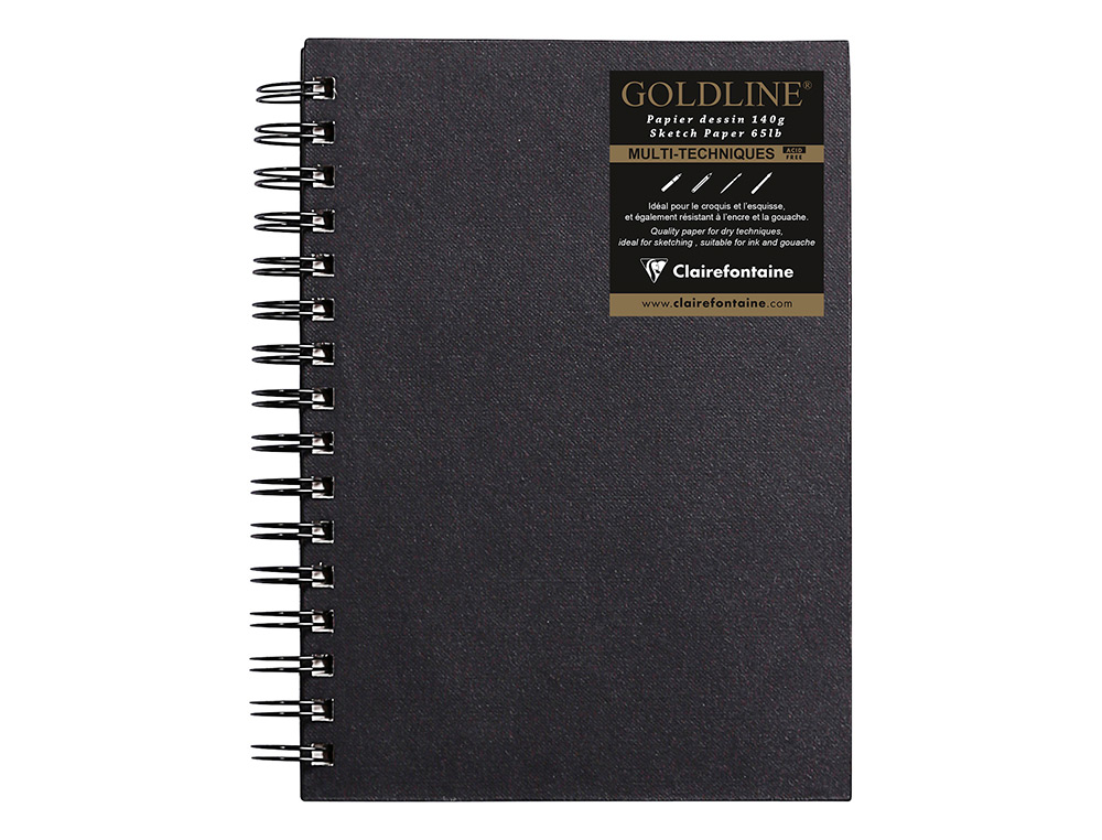 CARNET GOLDLINE SPIRALE A5 COUVERTURE NOIRE PORTRAIT 14,8X21CM 140G 64F