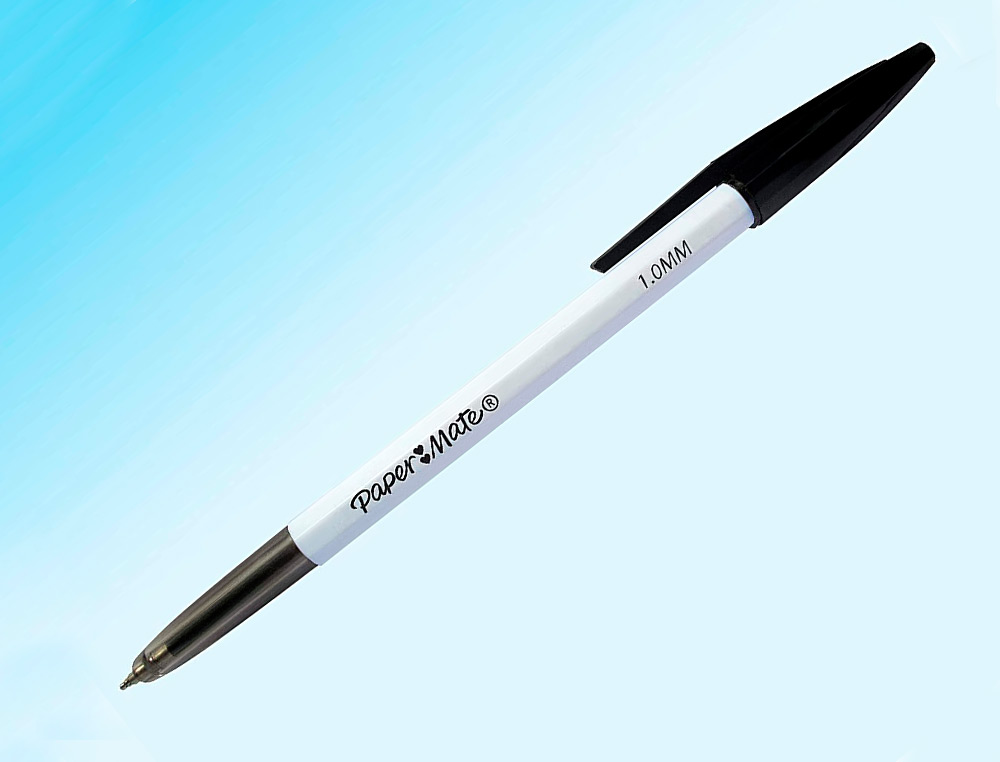 STYLO-BILLE KILOMETRICO PAPER MATE POINTE MOYENNE 1MM ENCRES ASSORITES 4NOIR 4 BLEU 2 ROUGE SACHET DE 10