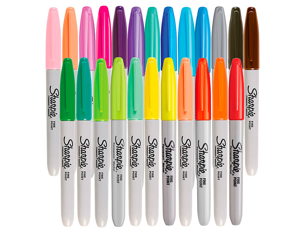 MARQUEUR PERMANENT SHARPIE POINTE FINE BLISTER FLAMINGO  24 COLORIS