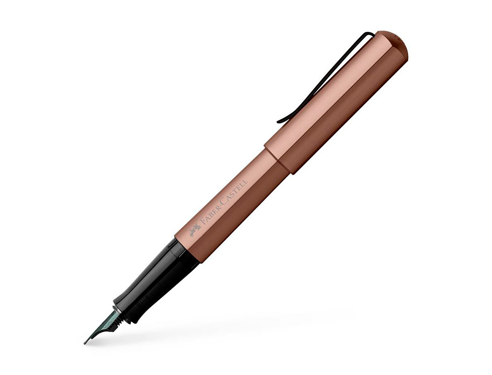 STYLO-PLUME FABER CASTELL HEXO POINTE MOYENNE EN ACIER INOXIDABLE BRONZE