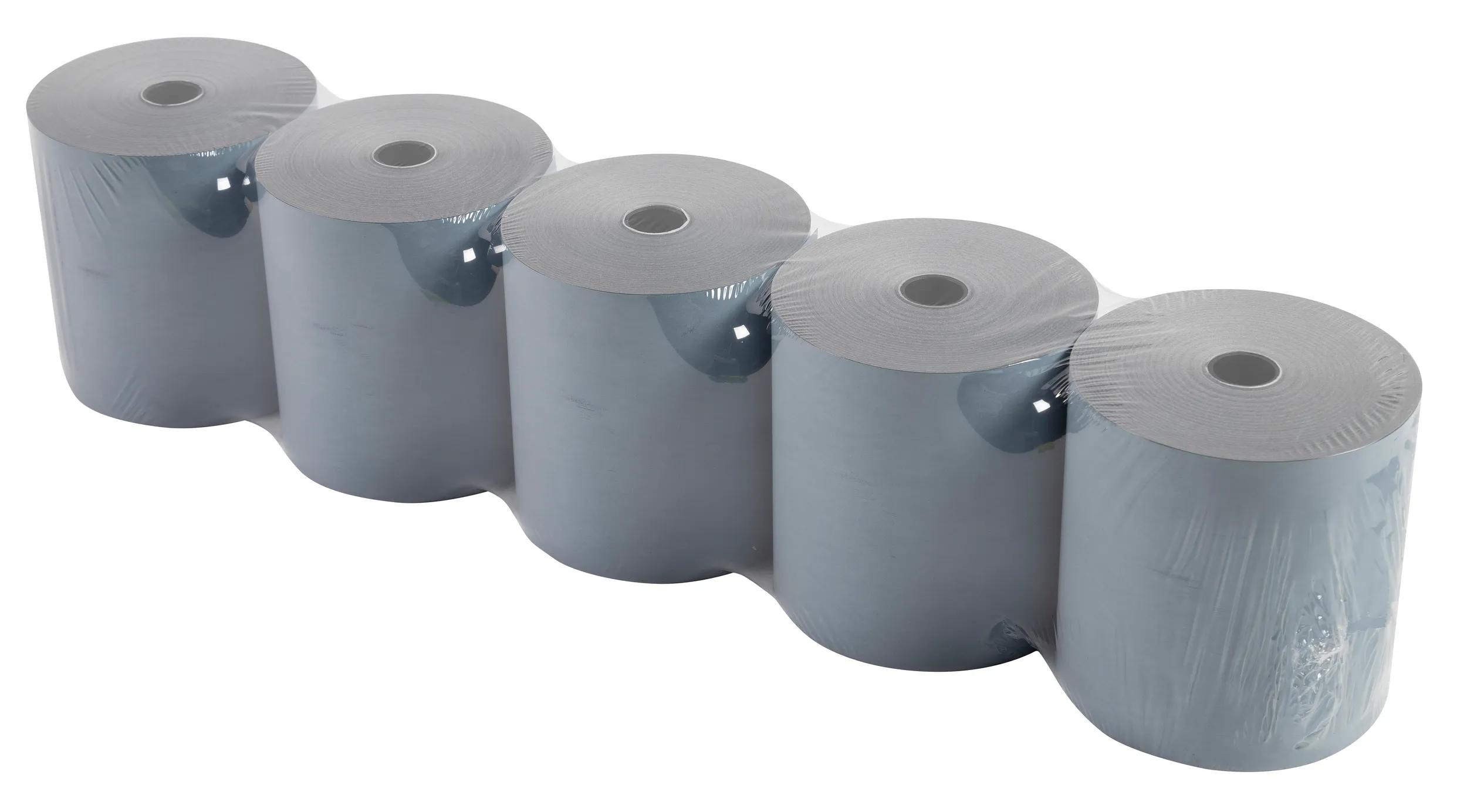 BOBINE THERMIQUE EXACOMPTA EXABLUE 80X80MM LONG. 76M 52G/M2 IMPRESSION VERSO TRES LONGUE CONSERVATION PAQUET 10 UNITES