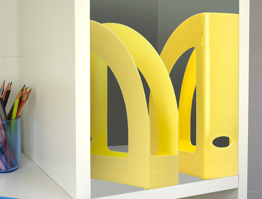 PORTE-REVUES Q-CONNECT PLASTIQUE 320X250X80MM        COLORIS JAUNE PASTEL
